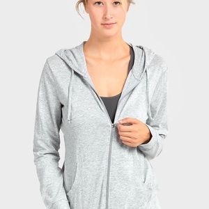 Sofra Women's Cotton Lightweight Zip Up Hoodie Sweater HDC7000 Heather Gray